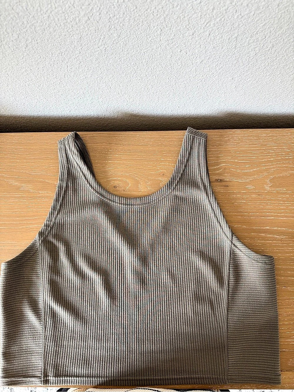 Lululemon Ribbed Contoured Racerback Cropped Yoga Tank Olive